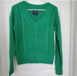 Abercrombie and fitch cable knit V neck sweater